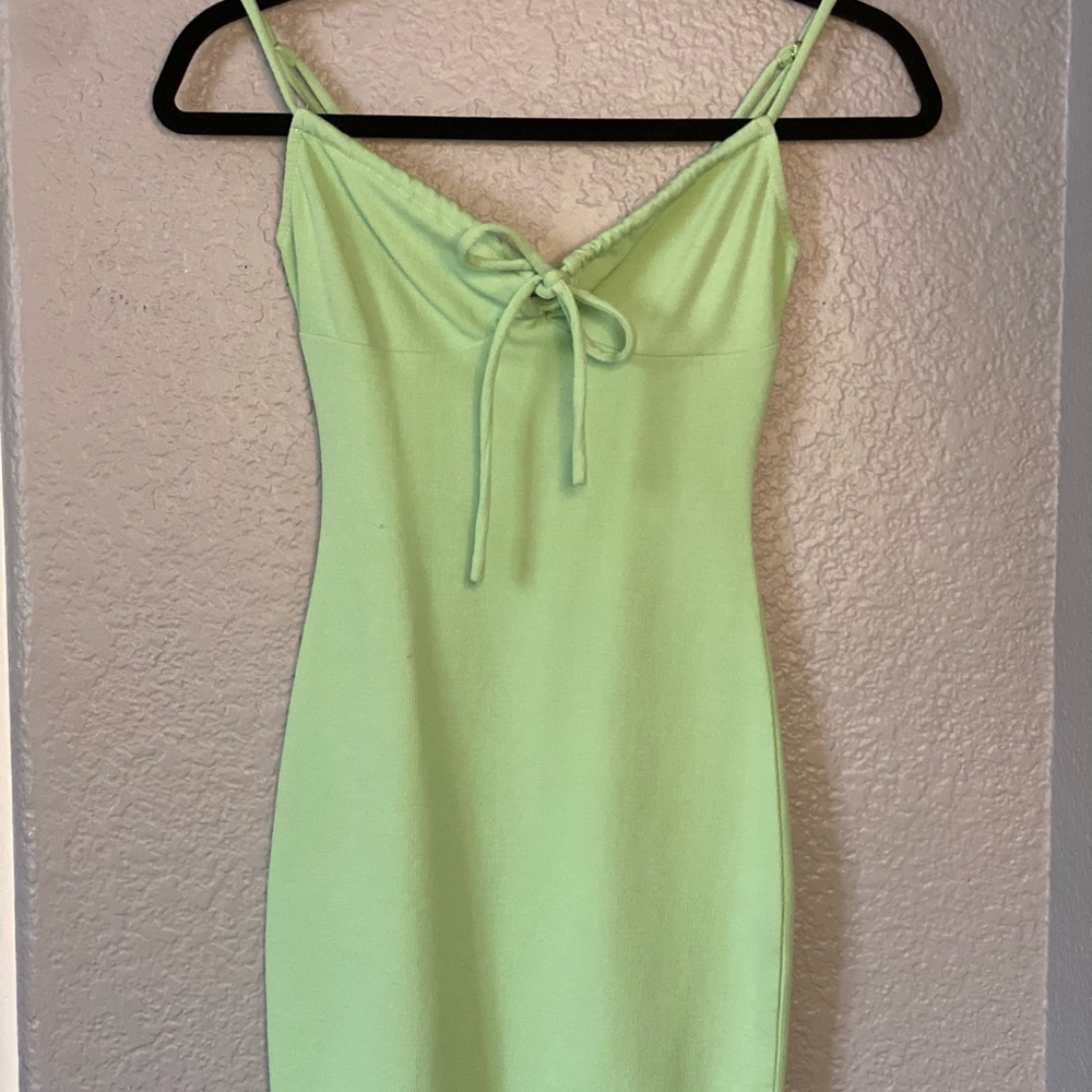 Princess Polly green ribbed mini dress with adjustable straps, barely worn.